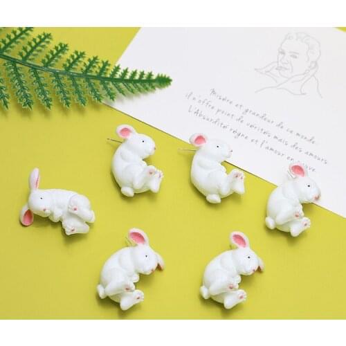 Cute and adorable little white rabbit resin s925 white earrings nails diy handmade jewelry earrings accessories materials