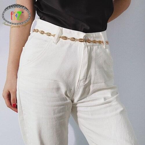 F.J4Z New arrival fashion ocean style sea shell snail conch string chain punk night club belly chain for women party show