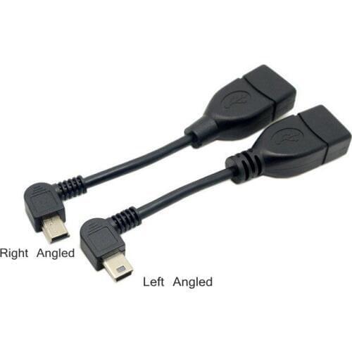 OTG Mini USB 2.0 Left Angled & Right Angle 90 degree USB Mini 2.0 5Pin Male to USB Female OTG Host cable 10cm 0.1m
