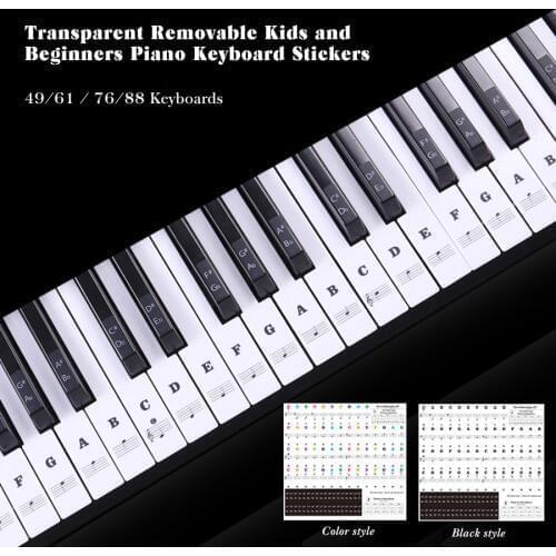 Transparent Removable Piano Keyboard Stickers Piano Stickers for Keys Full Set for 49/61/88 Keyboards Beginners