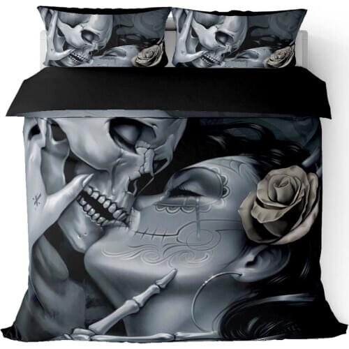 Drop shipping Boys Bedding Sets 3D Digital Printing Magic Skull Bedding Set Duvet Cover 100% Microfiber Kiss