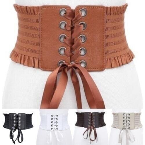 Women Fashion Stretch Belt Tassels Elastic Buckle Wide Dress Corset Waistband womens high waist belt wide waist belts