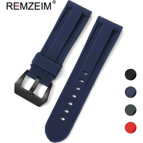 Silicone Soft Rubber Sport Watchband 22mm 24mm 26mm Black Green Red Blue With Black Silver Steel Buckle Bracelet Band Strap
