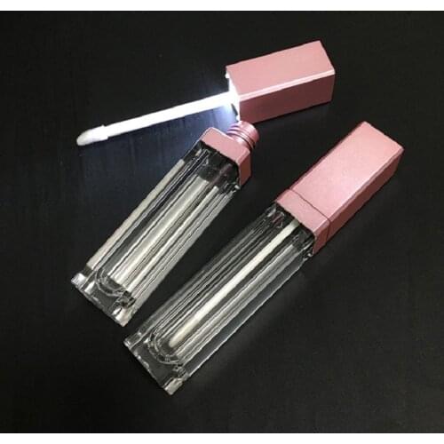 New 7ML LED Light Lipgloss Tubes Pink Lip Tubes Lipstick Tubes Packaging Refillable Empty Lip Gloss Tubes With Mirror 10pcs