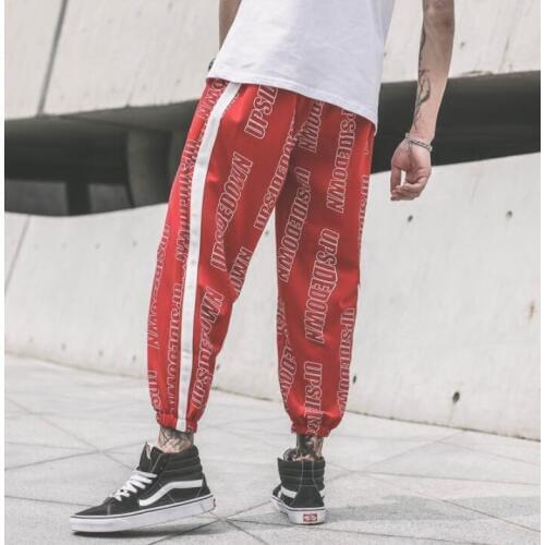 Loose wild personality fashion harem pants mens casual trousers pantalones hombre cargo feet pants for men pantalon homme red