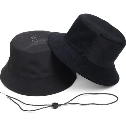 Water-proof Polyester Corduroy Reversible Bucket Hat Big Bone Men Women Winter Plus Size Fisherman Hats 58cm 60cm 62cm 64cm
