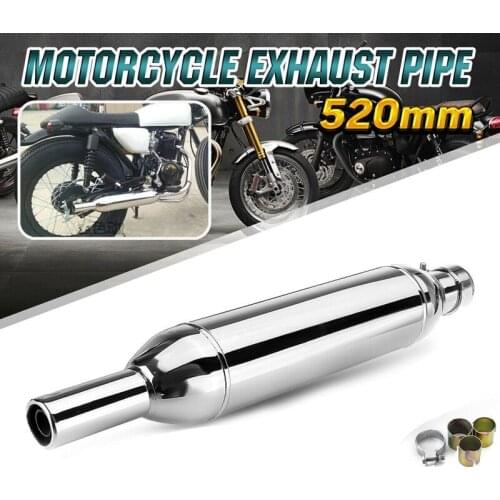 520mm Motorcycle Exhaust Pipe Muffler Retro Tail Tube Scooter Dirt Bike for Honda CG125 Cafe Racer Bobber Chopper Chrome