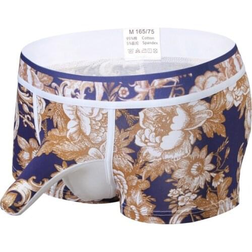 High Quality Mens Underwear Low Waist Printed Elastic Cotton Breathable Elephant Nose Sexy Bikini Male Trunks Boxers Shorts