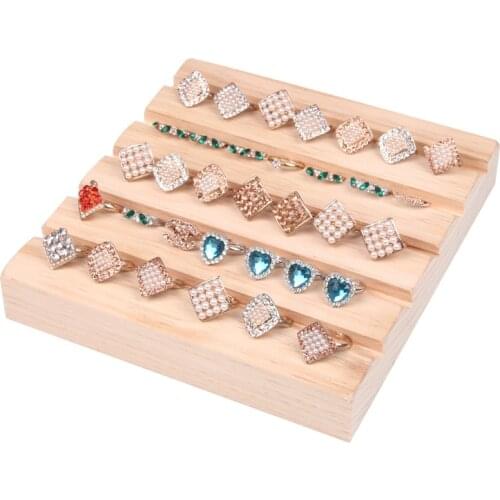 High Quality Wood Ring Display Case Jewelry Display Tray Holder Storage Organizer Case For Counter Display 17.5cm*18.5cm*3cm