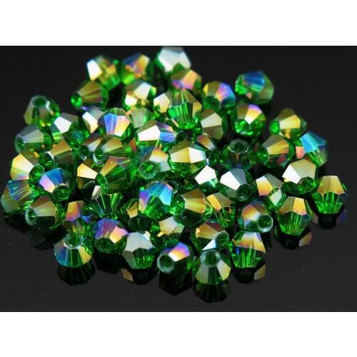 4mm 1000pcs AAA Bicone Upscale Austria Dark Green crystal AB Colour plating Loose bead bracelet Jewelry Making Accessories DIY
