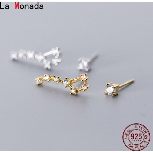 La Monada Big Dipper Minimalist Sterling Silver Stud Earrings Women Fine In 925 Silver Jewelry Woman Earrings Stud Silver 925