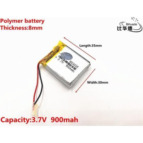 1pcs/lot Good Qulity 3.7V,900mAH,803035 Polymer lithium ion / Li-ion battery for TOY,POWER BANK,GPS,mp3,mp4