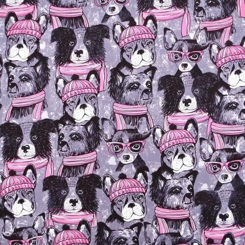 1 yard Lovely dogs printed Cotton Woven Fabric (width=140cm)