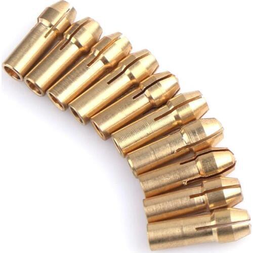 10pcs 0.5-3.2mm Mini Brass Copper Collets Chucks for Twist Drill fit Motor Shaft Electric Grinder Rotary Tool for Twist Drill