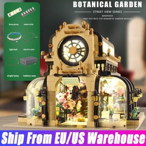 Mould King 16019 City Streetview Building Blocks The Botanical Garden With Led Lights Model Assembly Bricks Kids Christmas Gifts