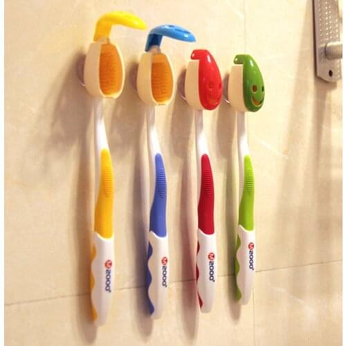 4PCS Creative Smile Face Toothbrush Cover Holder Case Suction Cup Bath Tube Travel Home Color Random HG-1678