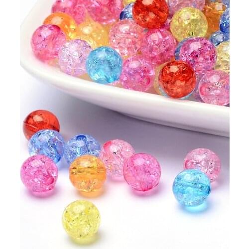 500g 8mm Transparent Crackle Acrylic Beads Round Mixed Color For Necklaces Bracelets Jewelry Making Hole: 2mm about 1890pcs/500g