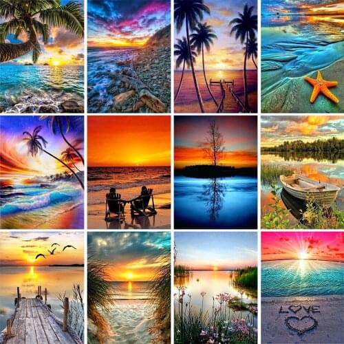 5D DIY Diamond Painting Landscape Rhinestone Picture Square/Round Diamond Embroidery Art Mosaic Home Decoration Gift Picture