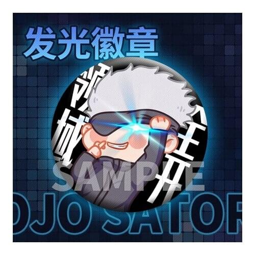Anime Gojo Satoru Jujutsu Kaisen LED Luminous Metal Badge Button Brooch Pins Collection Pendant Souvenir Student Cosplay