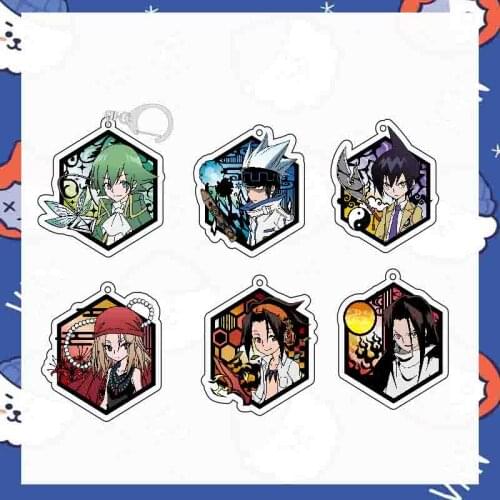 Anime SHAMAN KING Yoh Asakura AMIDAMARU Acrylic Keychain Pendant Bags Charm Keyring Cosplay Cartoon Decor Q Version Cute Gifts