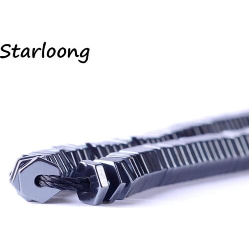 Top quality 1.2*5.2mm Natural stone bright black color hexagon loose hematite beads for DIY jewelry necklace bracelet making