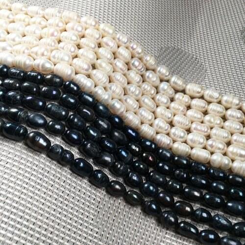 Natural Freshwater Pearl Beading Rice shape Isolation Punch Loose Beads For jewelry making DIY Necklace Bracelet Accessories
