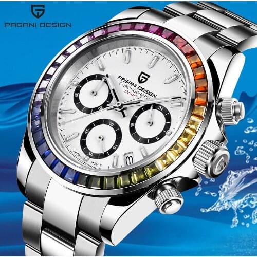 2021 PAGANI DESIGN Mens Chronograph Watch Stylish Sports Quartz Clock Brand Luxury Business 100m Waterproof Rainbow Circle Watch
