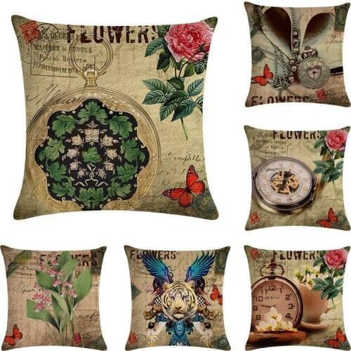 Cushion Case Gift Pocket watches linen Home Decration 45x45cm Pillowcase One side printing Office cushion pillow Cover