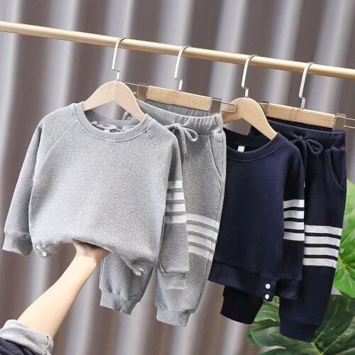 Childrens sports suit 0-7 years boys and girls clothes new Korean baby childrens 2-piece suit Sweater suit toddler clothes