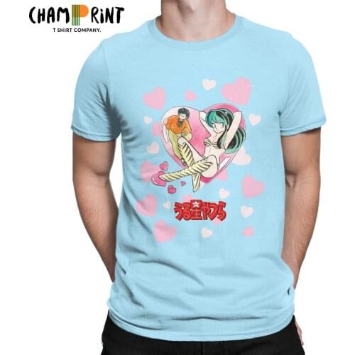 Urusei Yatsura Lum Hearts Mens T Shirts Vintage Tees Short Sleeve Crewneck T-Shirts Cotton Summer Clothes