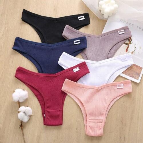 Cotton Panties Women Sexy V Waist G-String Underwear Female T-back Underpants XL Lady Bikini Panty