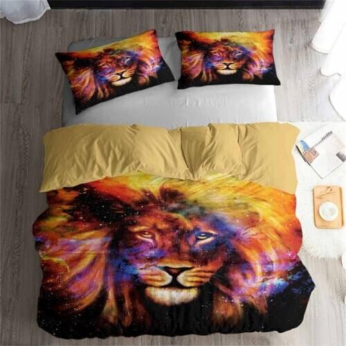 HELENGILI 3D Bedding set Lion Print Duvet cover set lifelike bedclothes with pillowcase bed set home Textiles #2-04