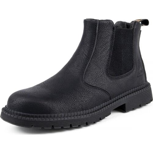 Leather Work & Safety Boots Men Chelsea Boots Indestructible Male Work Shoes Men Winter Boots Safety Shoes Men Steel Toe RB199