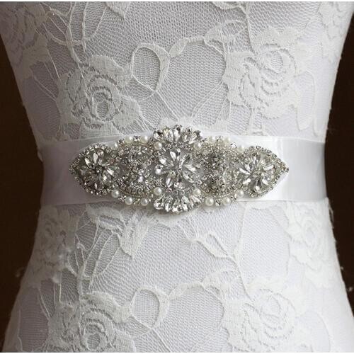 Fashion Luxury crystal Flower Wedding waistband handmade pearl Rhinestone beaded Bridal Sash belt Evening dress belt