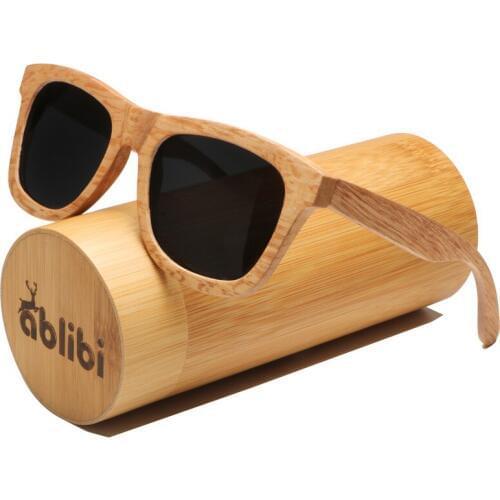 Ablibi Mens Bamboo Wood Sunglasses Vintage Wooden Craft Womens Gray Polarized sunglasses for Women Eyewear in Wood Box
