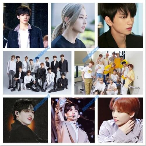 Kpop DIY 5D Diamond Painting Cross Stitch Kits Mosaic Full Drill Diamond Embroidery Seventeen Group Home Decor Christmas Art