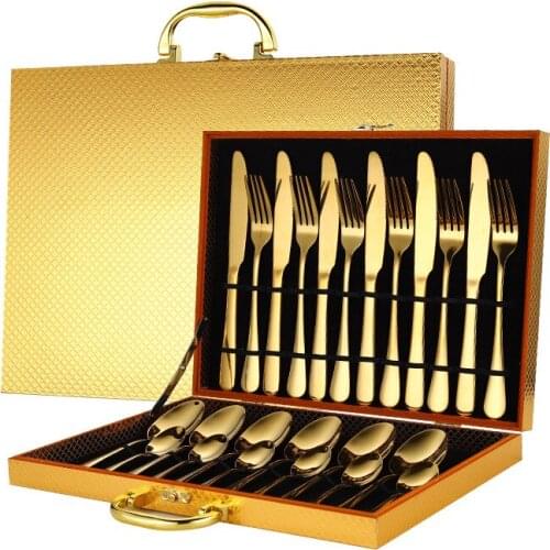 Gifts Stainless Steel Dinnerware Set Plates Tableware Set Knife Spoon Fork Cutlery Set 24 Piece Eco Friendly Products Gift Box