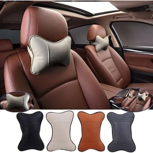 Car Seat Headrest Neck Rest Cushion Leather Breathable Car Neck Pillow Car Accessories for Girls Car Seat Pillow Neck Pillow