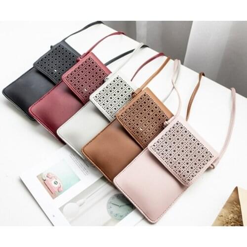 Touch Screen Mobile Phone Bag Students Mini Bag Trendy Womens Shoulder Messenger Bag Buckle Simple Hollow Small Bag Female