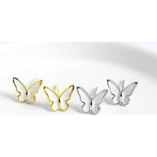 Simple Fashion Cute Butterfly Small Earrings 925 Sterling Silver Stud Earrings For Women Wedding Jewelry Vintage Animal Earrings