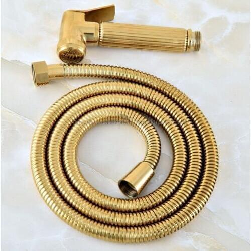 Luxury Gold Color Brass Bathroom Hand held Bidet Sprayer Faucet Spray Gun with 1.5M hose Nhh037