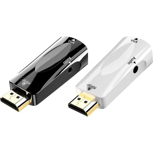 HDMI-compatible to VGA Converter HD 1080P Digital Analog Adapter with 3.5mm Audio Headphone Jack for TV PC Laptop