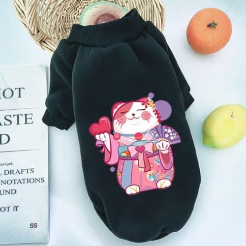 Warm Dog Clothes Plus Velvet Sweater Dog Costume for Small Medium Cute Cat Printing XS-2XL Pets Dogs Clothing