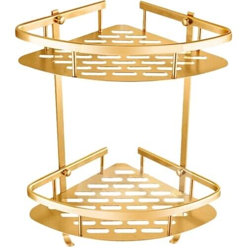 Bathroom Gold Shelf Shower Wall Mounted Corner Basket Shampoo Storage Wall Bathroom Shelf