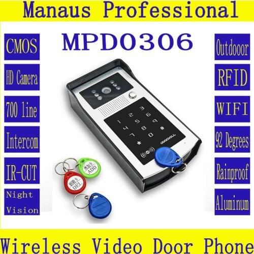 WIFI Video Doorphone Outdoor Monitor Intercom RFID & Code Keypad Doorbell Camera Apply to Families/floors/villas/apartments D306