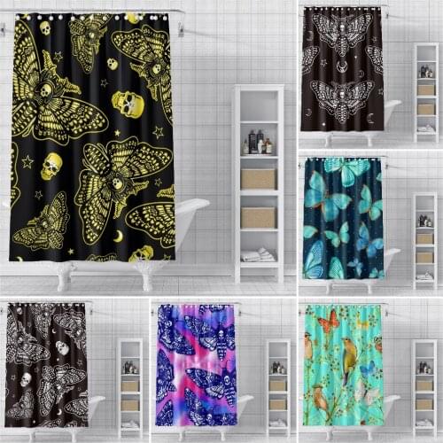 Butterfly Shower Curtains Moth Bath Curtain Waterproof Bathroom Decor With Hooks 3d Printing Bath Curtain