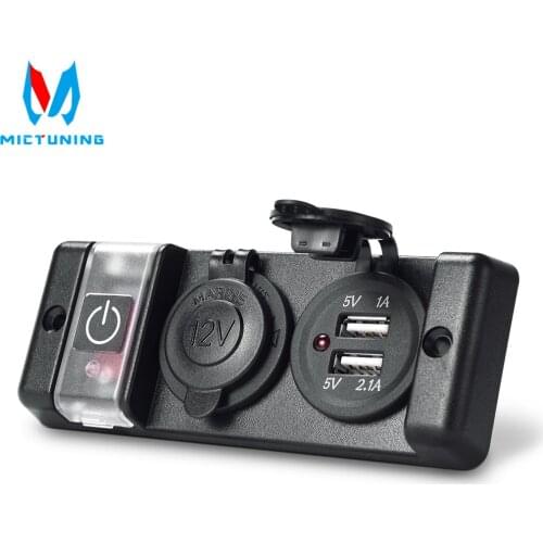 12V Breaker Switch Panel Dual USB Socket Charger 2.1A/1A LED Indicator Cigarette Lighter Socket for Marine Boat Car RV Truck