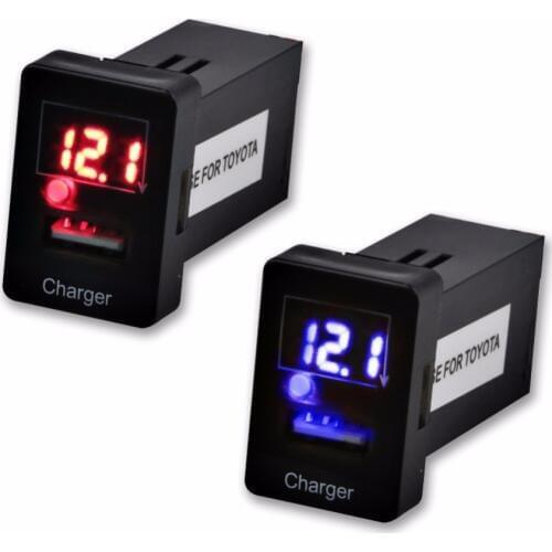 5V 2.1A Phone Charger for TOYOTA Car USB Port Dashboard Voltmeter Car Voltmeter Display Charger Adapter Cigarette Lighter USB