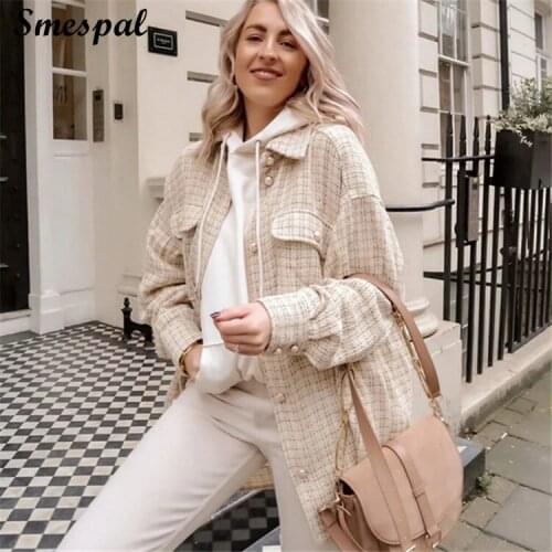 Women Winter Chic Wool Blends Shirt Coat In Double Pockets Details