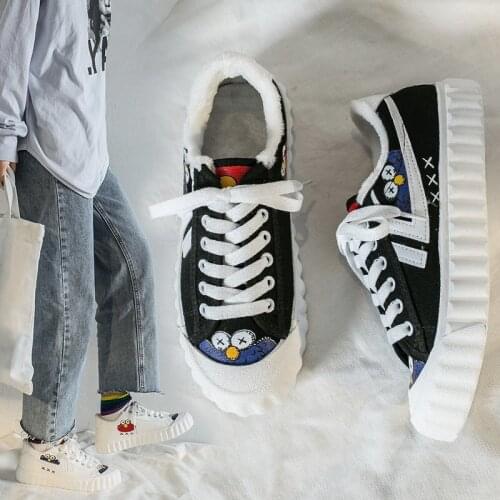 2020 New Women Casual Shoes INS Fashion New Female Yellow Cartoon Animation Vulcanized Sneakers Lace Up Canvas Shoes Woman